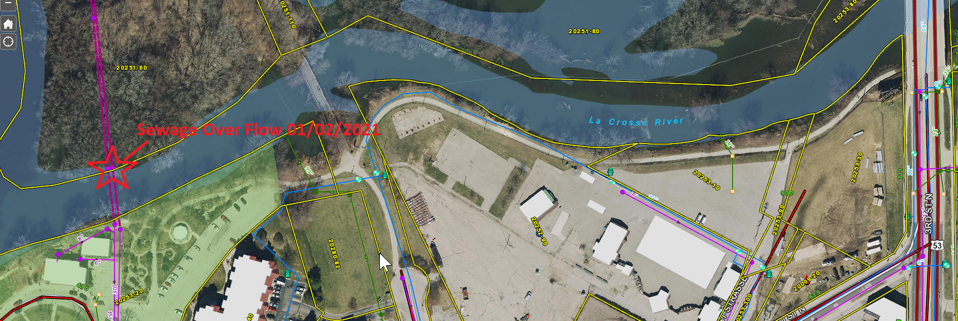 La Crosse River sewer break